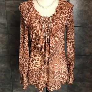 Arden B Flowy, Tie Up, Long-Sleeve Top-Medium